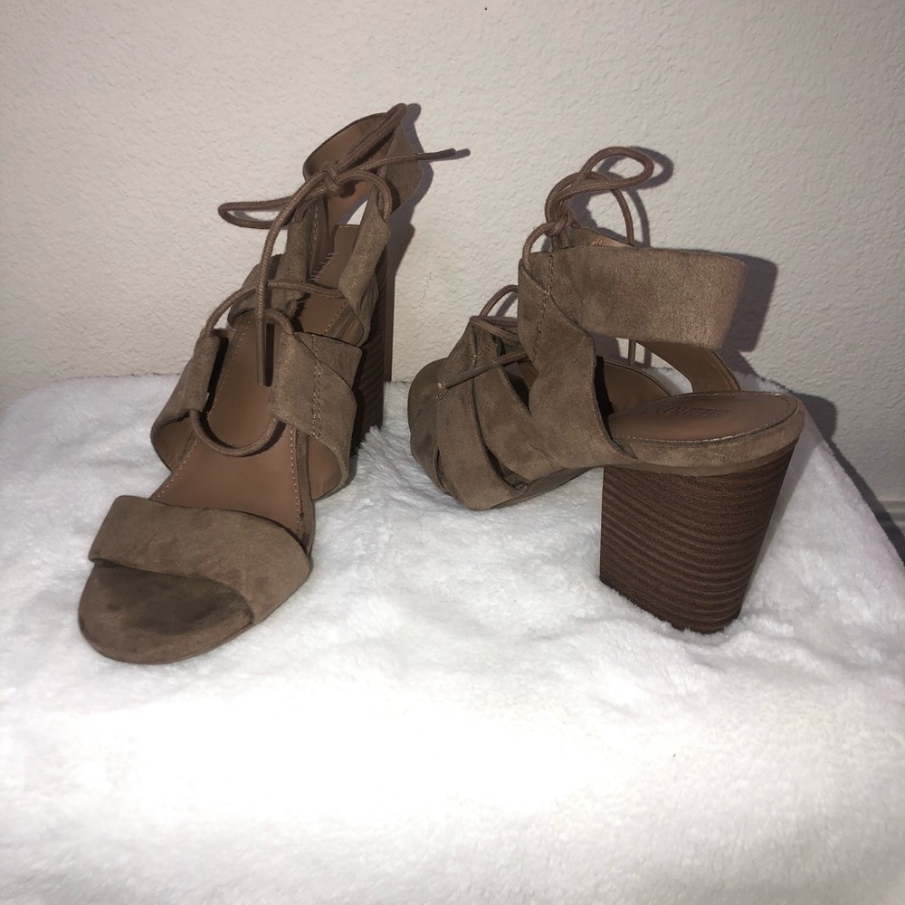 Tan lace up sandals